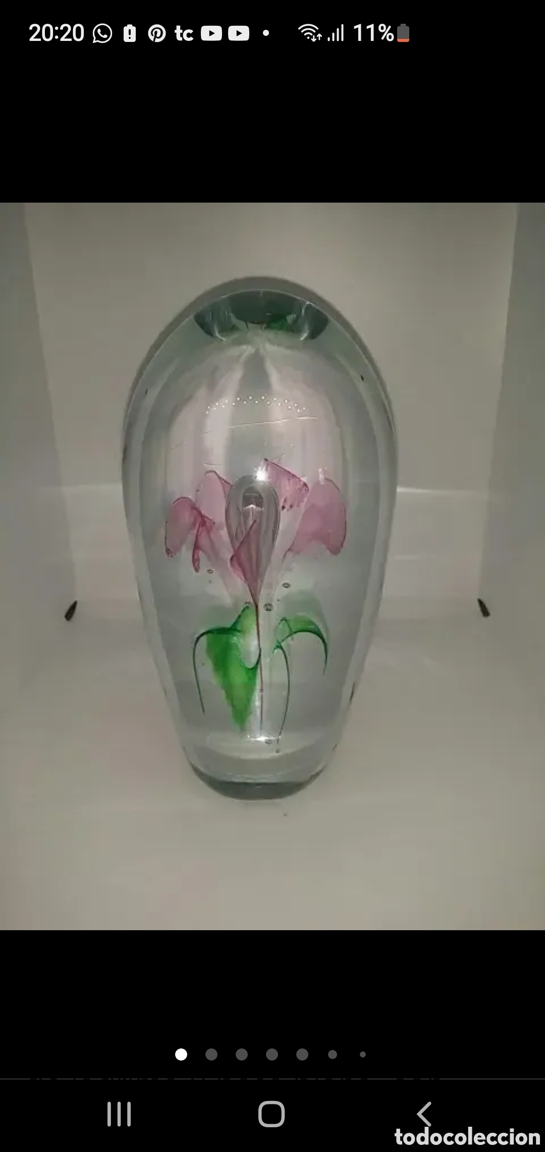 Coleccionismo: Pisapapeles cristal l&aacute;grima flor