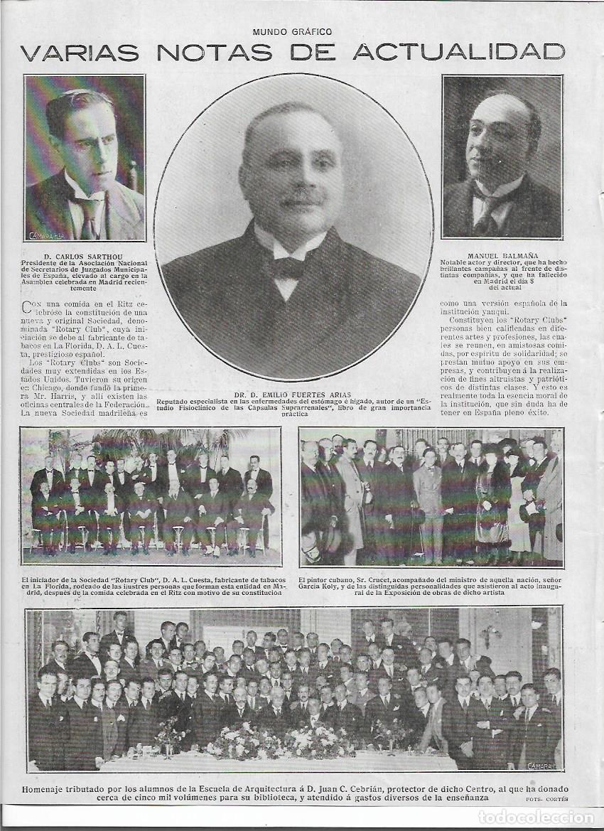 Colecionismo: A&Ntilde;O 1920 RECORTE PRENSA MADRID CONSTITUCION ROTARY CLUB COMIDA RITZ CUESTA FABRICANTE TABACOS