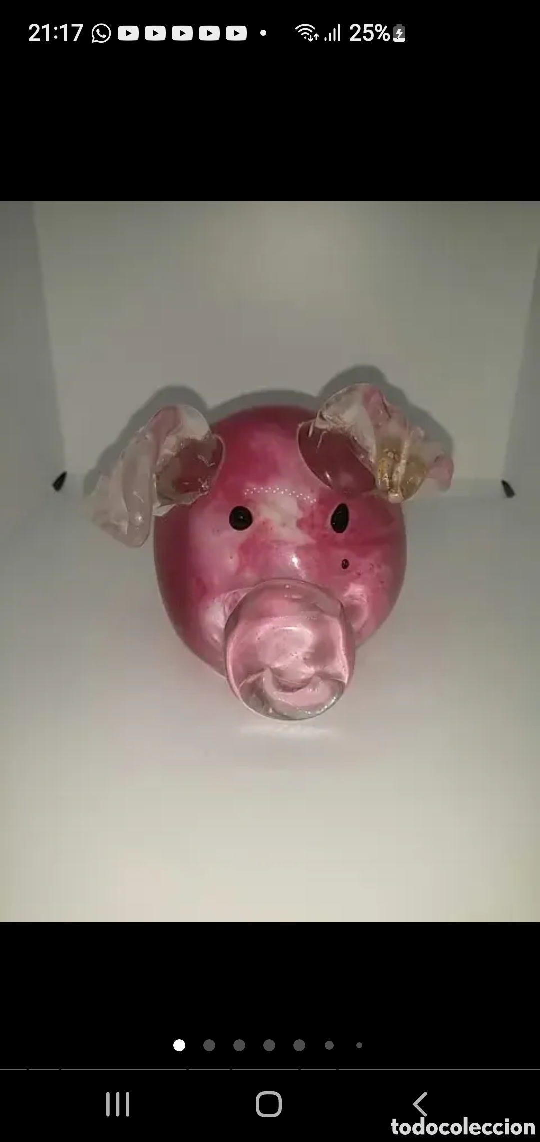 Coleccionismo: Pisapapeles cristal cabeza cerdito