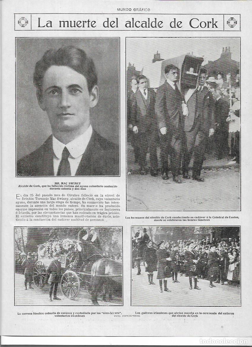 Collecting paper: A&Ntilde;O 1920 RECORTE PRENSA TRAGICA MUERTE ENTIERRO MAC SWINEY ALCALDE DE CORK AYUNO VOLUNTARIO PRISION