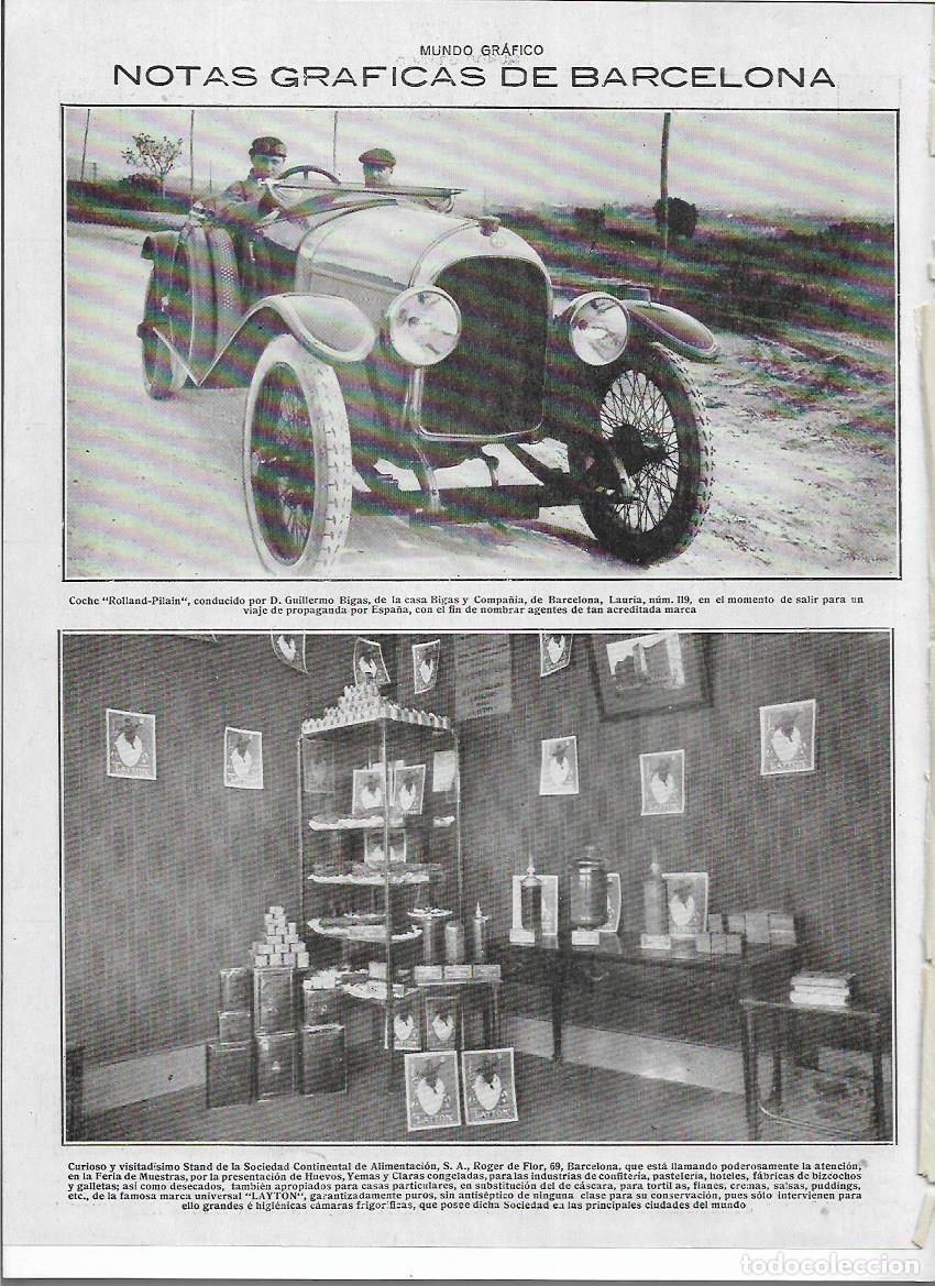 Colecionismo: A&Ntilde;O 1920 RECORTE PRENSA COCHE AUTOMOVIL ROLLAND PILAIN CASA BIGAS GUILLERMO BIGAS VIAJE PUBLICIDAD