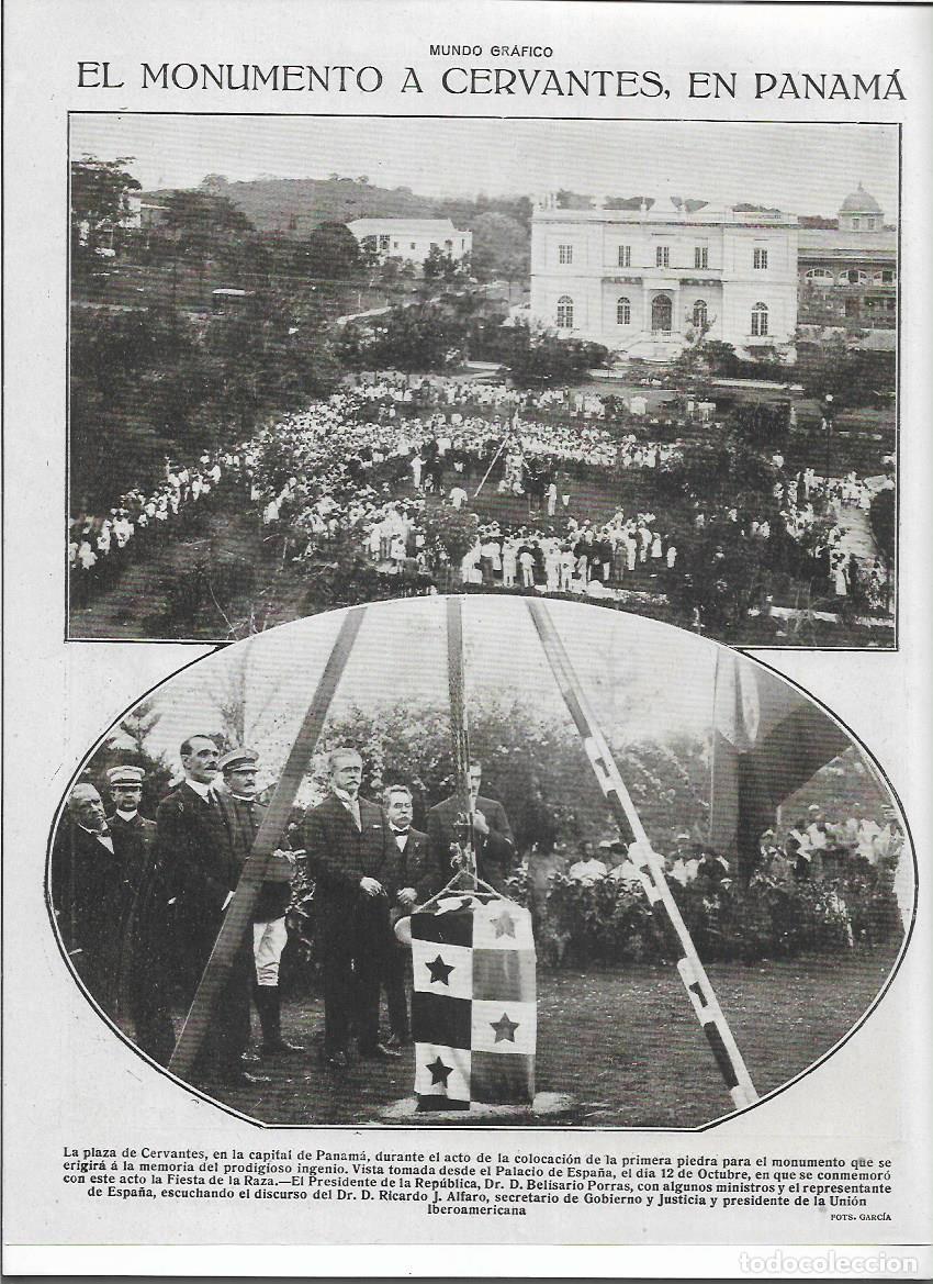 Sammelleidenschaft Papier: A&Ntilde;O 1920 RECORTE PRENSA PANAMA PRIMERA PIEDRA DEL MONUMENTO A CERVANTES