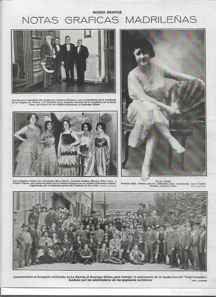 Sammelleidenschaft Papier: A&Ntilde;O 1920 RECORTE PRENSA MADRID BANQUETE EN LA HUERTA ANIVERSARIO FUNDACION CLUB LALANDA NOVILLEROS