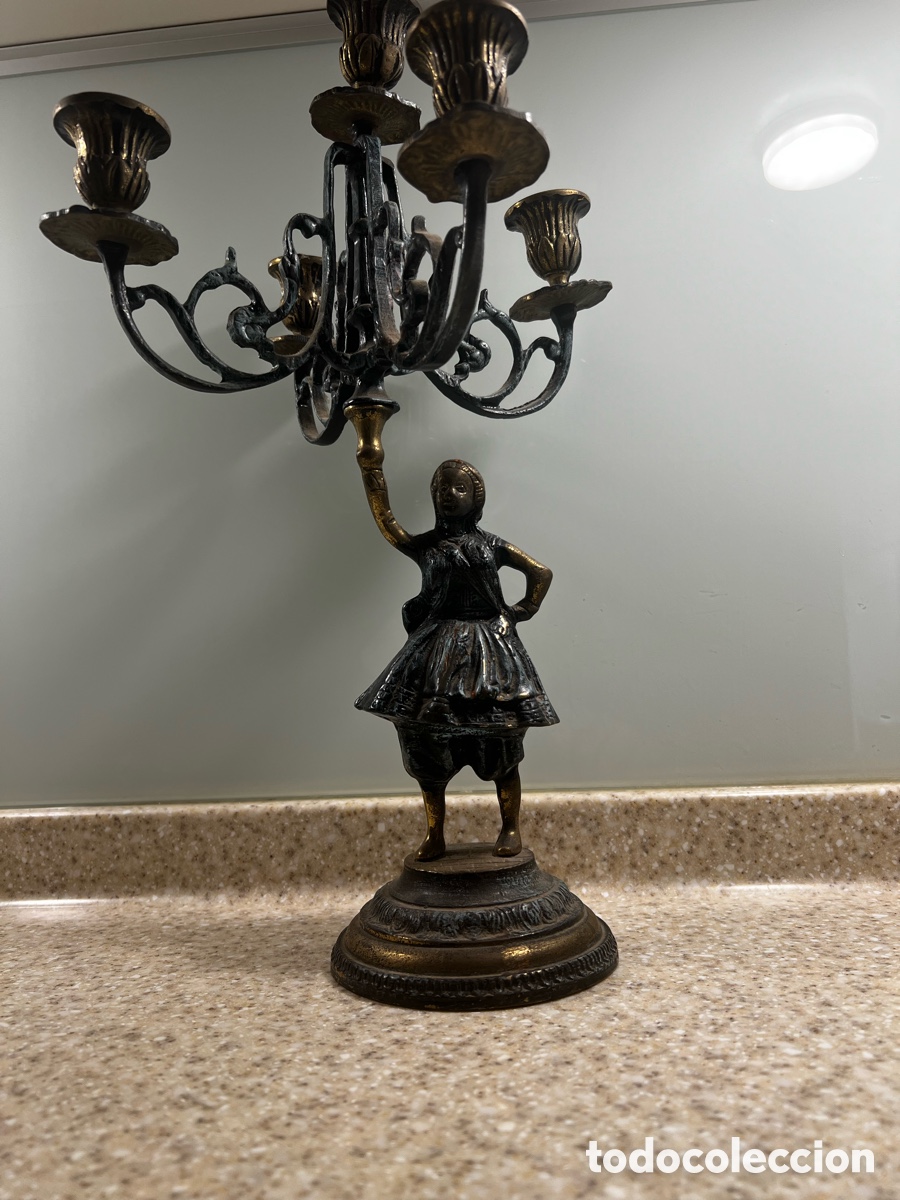 Coleccionismo: CANDELABRO PORTA VELAS DE 4 BRAZOS Y 5 VELAS * ADORNO NI&Ntilde;A **40 CMS DE ALTURA