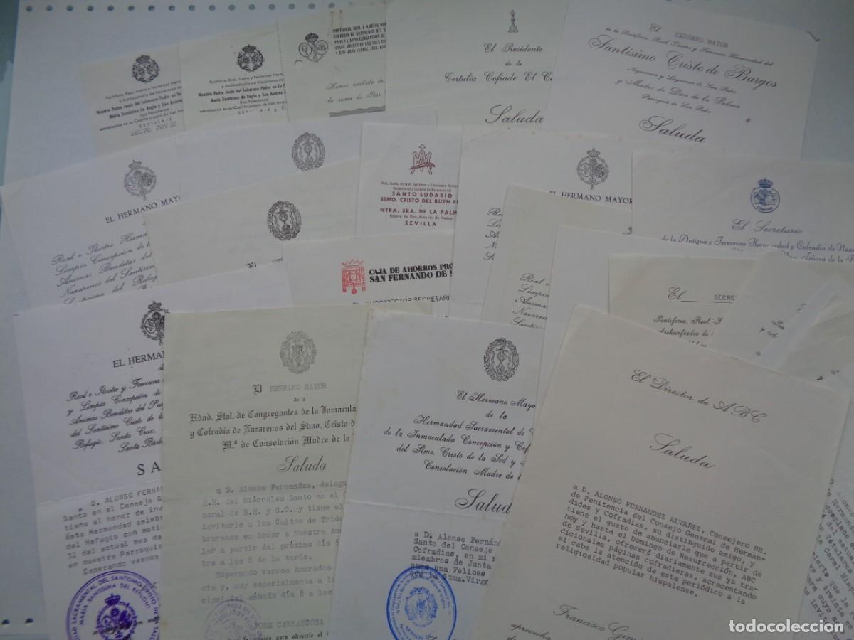 Coleccionismo: SEMANA SANTA DE SEVILLA : LOTE DE 24 SALUDAS Y CARTAS DE DISTINTAS HERMANDADES , A&Ntilde;OS 80