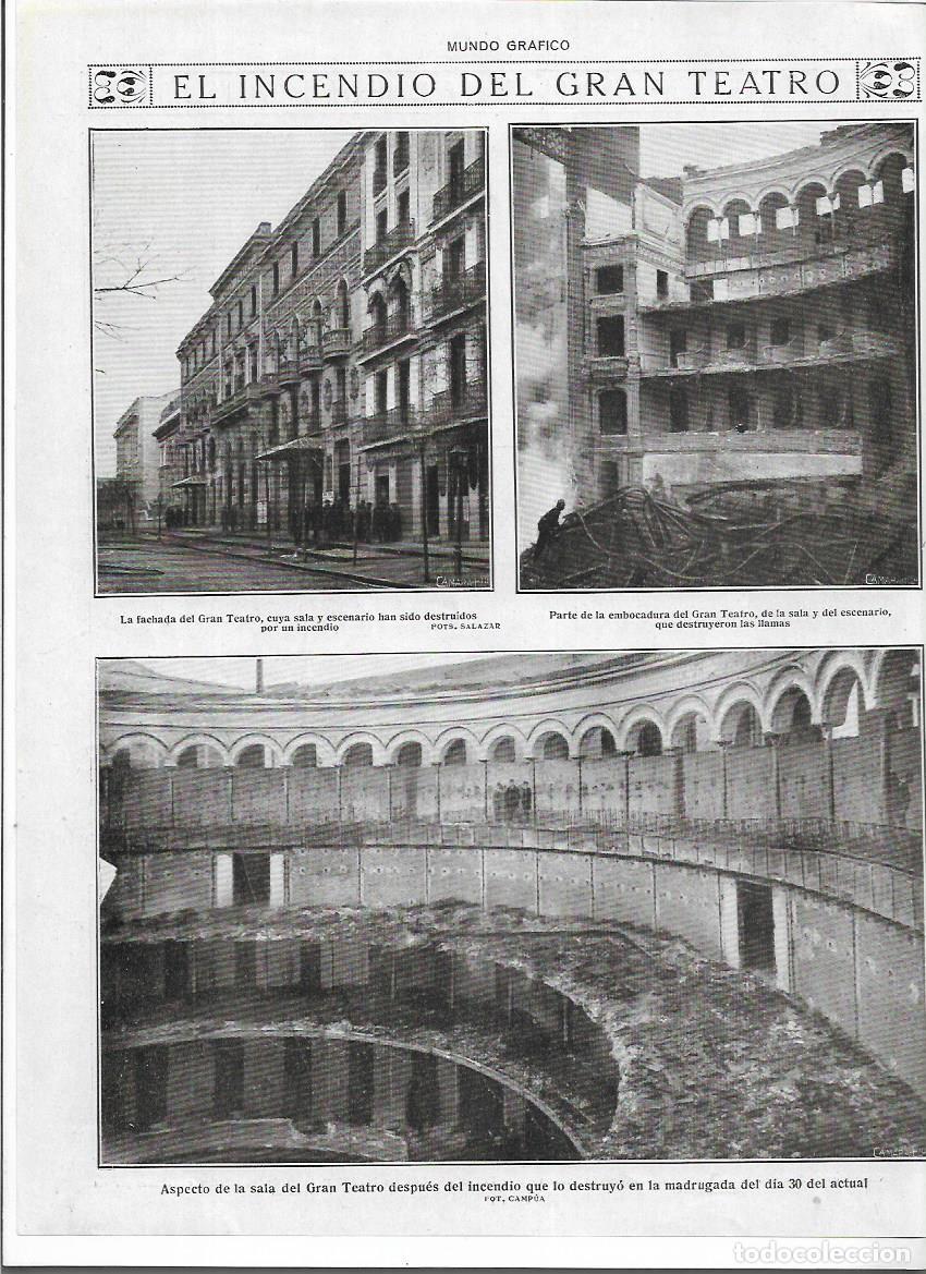 Coleccionismo: A&Ntilde;O 1920 RECORTE PRENSA MADRID INCENDIO DEL GRAN TEATRO LIRICO DESTRUCCION SALA ESCENARIO