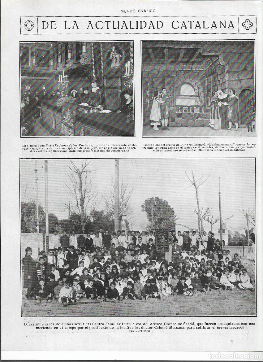 Coleccionismo: A&Ntilde;O 1920 RECORTE PRENSA BARCELONA COFERENCIA MARIA ESPINOSA DE LOS MONTEROS EMANCIPACION DE LA MUJER