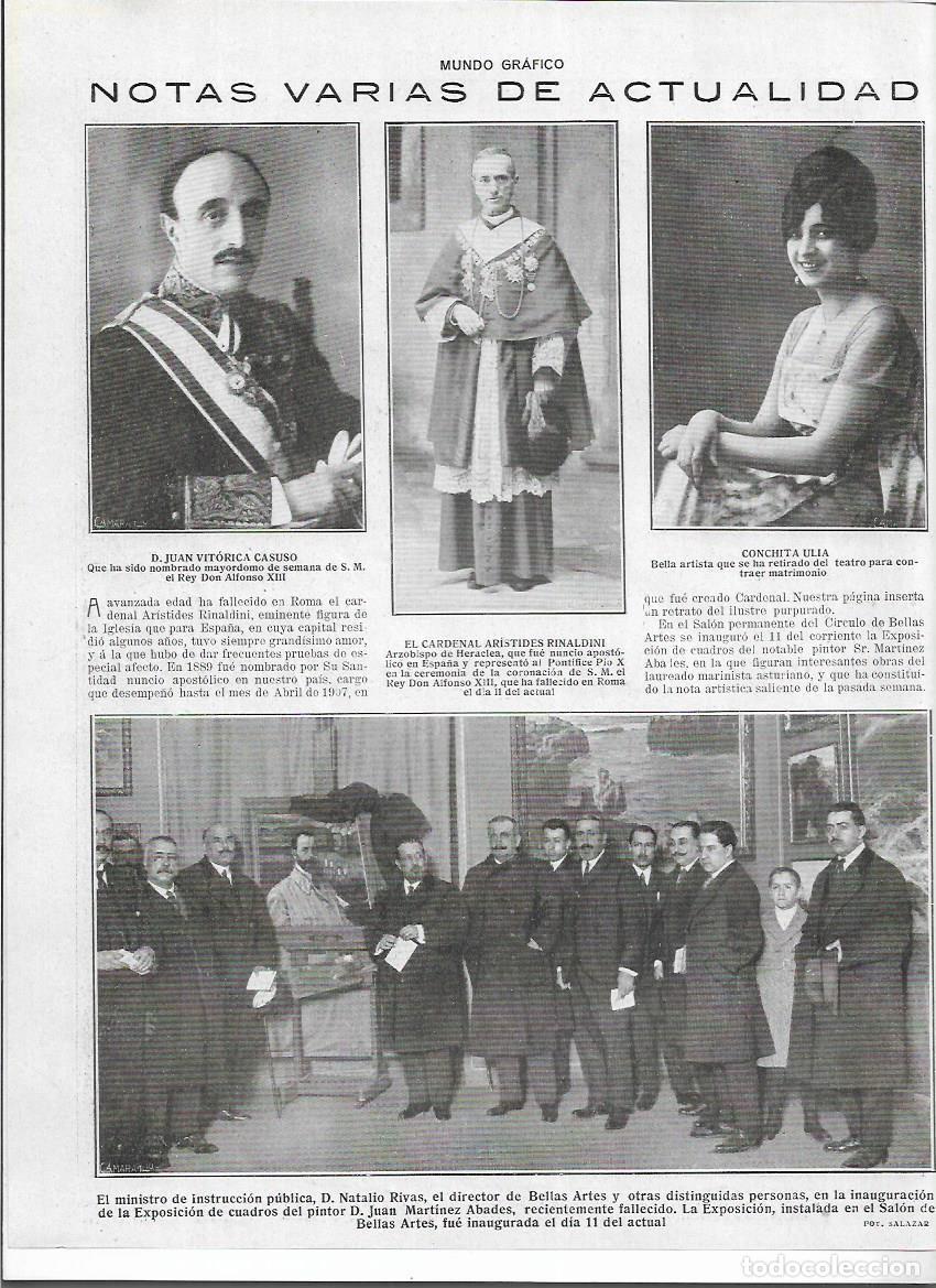 Coleccionismo: A&Ntilde;O 1920 RECORTE PRENSA PINTURA INAUGURACION EXPOSICION DEL PINTOR JUAN MARTINEZ ABADES FALLECIDO