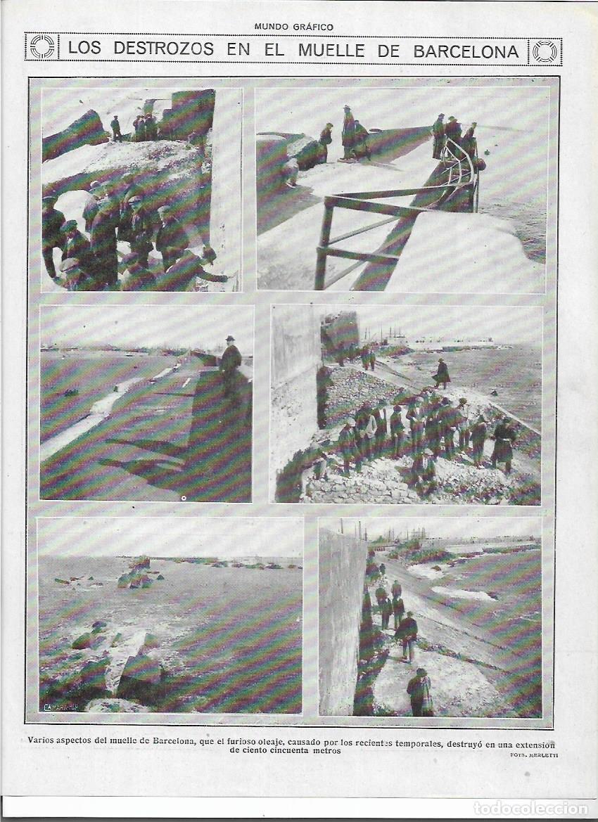 Colecionismo: A&Ntilde;O 1920 RECORTE PRENSA PUERTO BARCELONA DESTROZOS MUELLE POR EL TEMPORAL OLEAJE