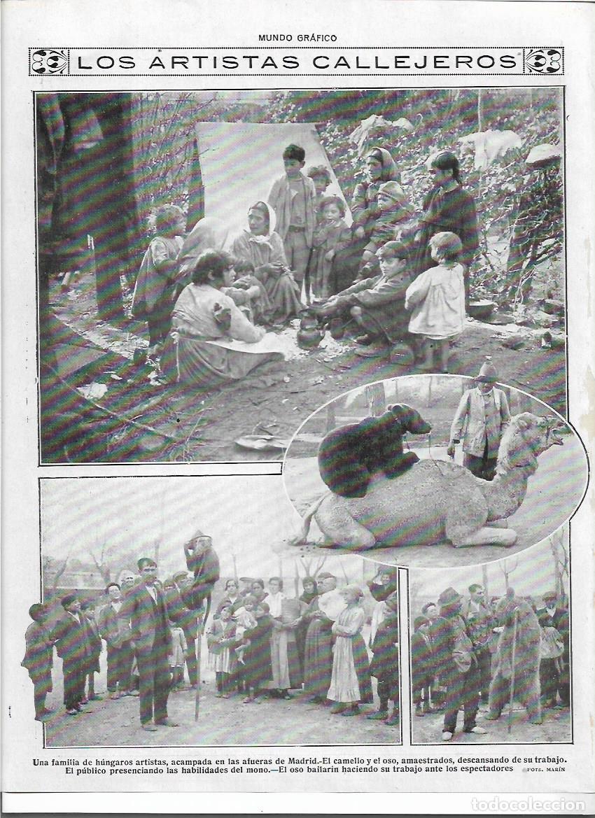 Collecting paper: &Ntilde;O 1920 RECORTE PRENSA AFUERAS DE MADRID ARTISTAS CALLEJEROS HUNGAROS CIRCO CAMELLO OSO MONO PUBLICO