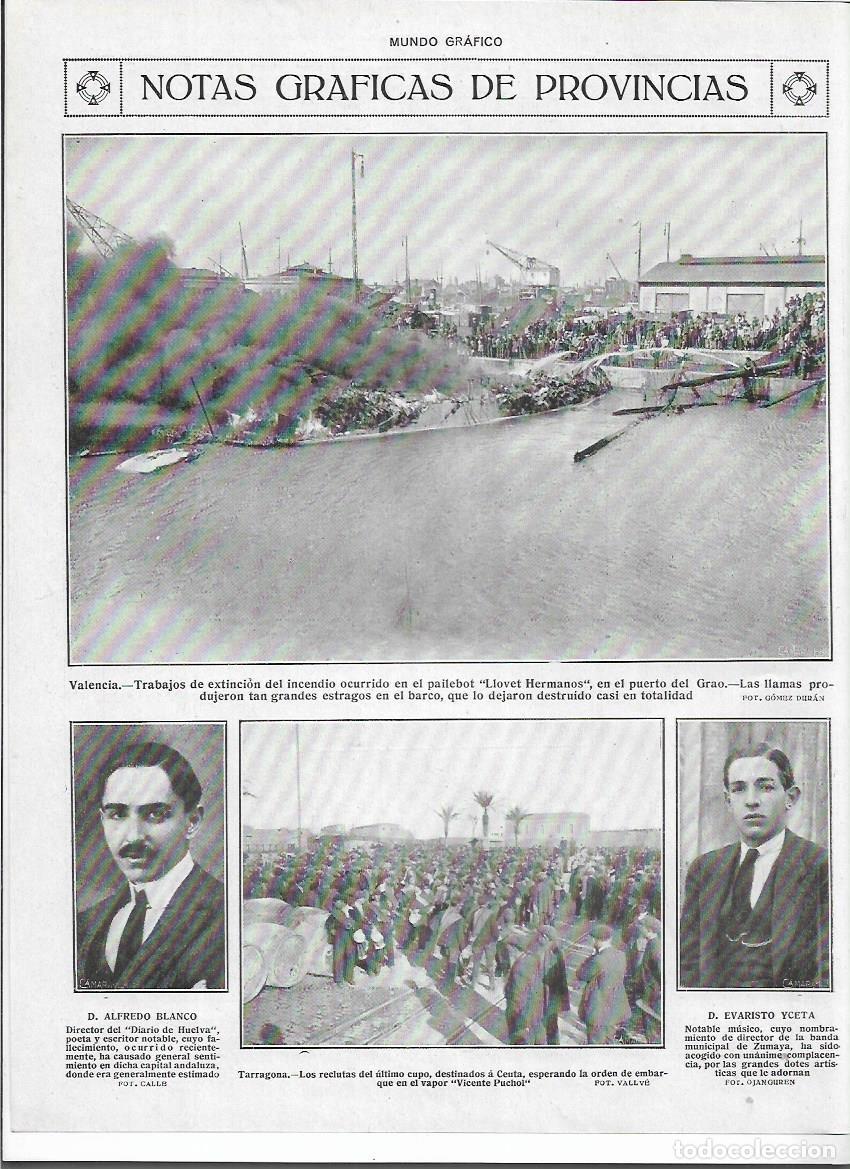 Colecionismo: A&Ntilde;O 1920 RECORTE PRENSA VALENCIA INCENDIO PAILEBOT BARCO LLOVET HERMANOS PUERTO EL GRAO EXTINCION