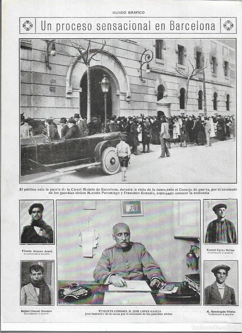 Colecionismo: A&Ntilde;O 1920 RECORTE PRENSA BCNA CARCEL MODELO CONSEJO GUERRA ASESINOS GUARDIA CIVIL PEROMINGO Y GONZALO
