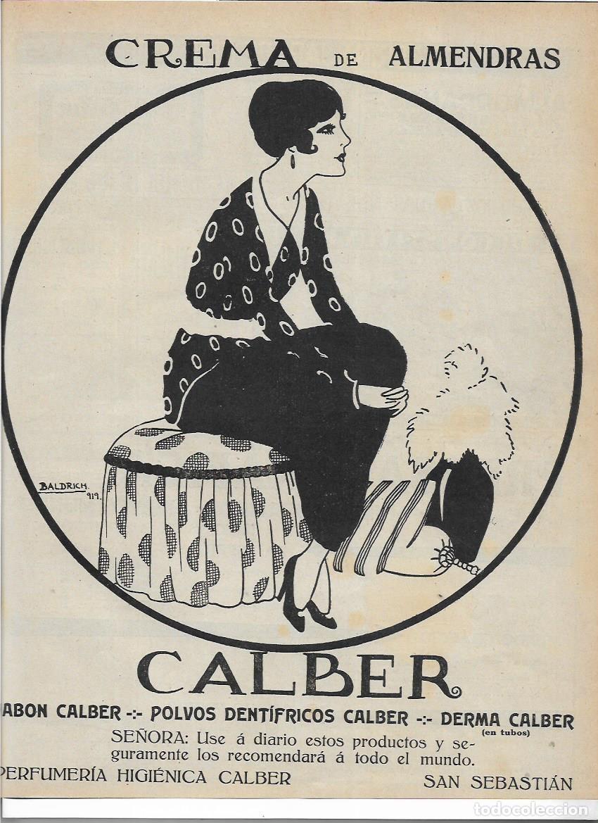 Coleccionismo: A&Ntilde;O 1920 RECORTE PRENSA PUBLICIDAD CREMA DE ALMENDRAS CALBER PERFUMERIA HIGIENICA DERMA POLVOS JABON