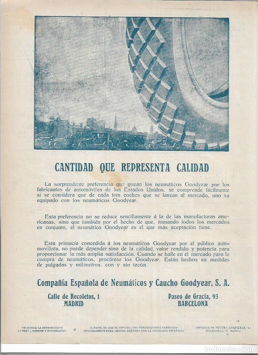 Coleccionismo: A&Ntilde;O 1920 RECORTE PRENSA PUBLICIDAD GOOD YEAR COMPA&Ntilde;IA ESPA&Ntilde;OLA NEUMATICOS CAUCHO RUEDAS COCHE