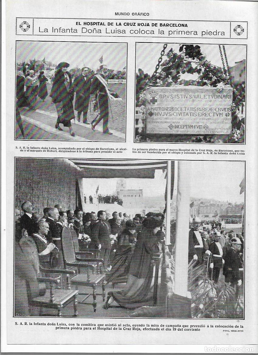Coleccionismo: A&Ntilde;O 1920 RECORTE PRENSA BARCELONA NUEVO HOSPITAL CREU CRUZ ROJA BENDICION COLOCACION PRIMERA PIEDRA
