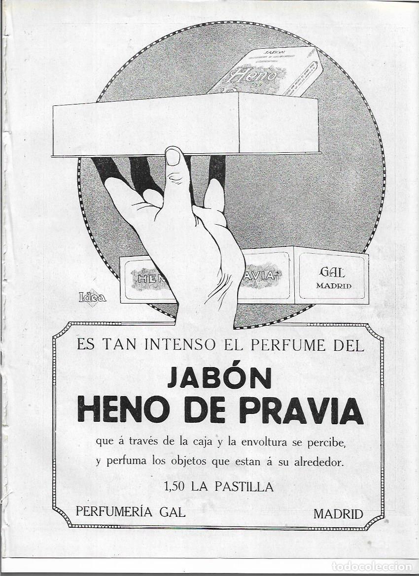 Coleccionismo: A&Ntilde;O 1920 RECORTE PRENSA PUBLICIDAD PASTILLA DE JABON HENO DE PRAVIA PERFUMERIA GAL MADRID