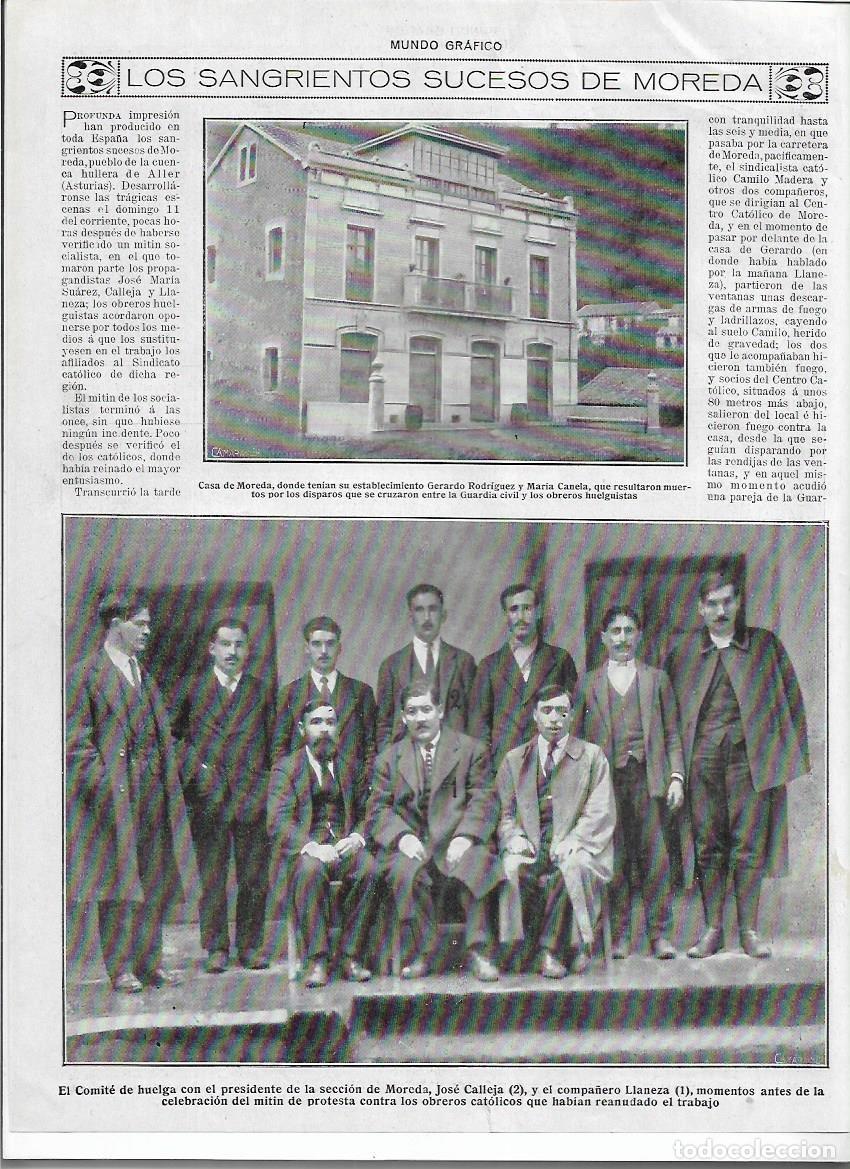Coleccionismo: 1920 RECORTE PRENSA SUCESOS CRIMEN DE MOREDA ASESINATO GERARDO RODRIGUEZ TIENDA BEBIDAS 10 MUERTOS