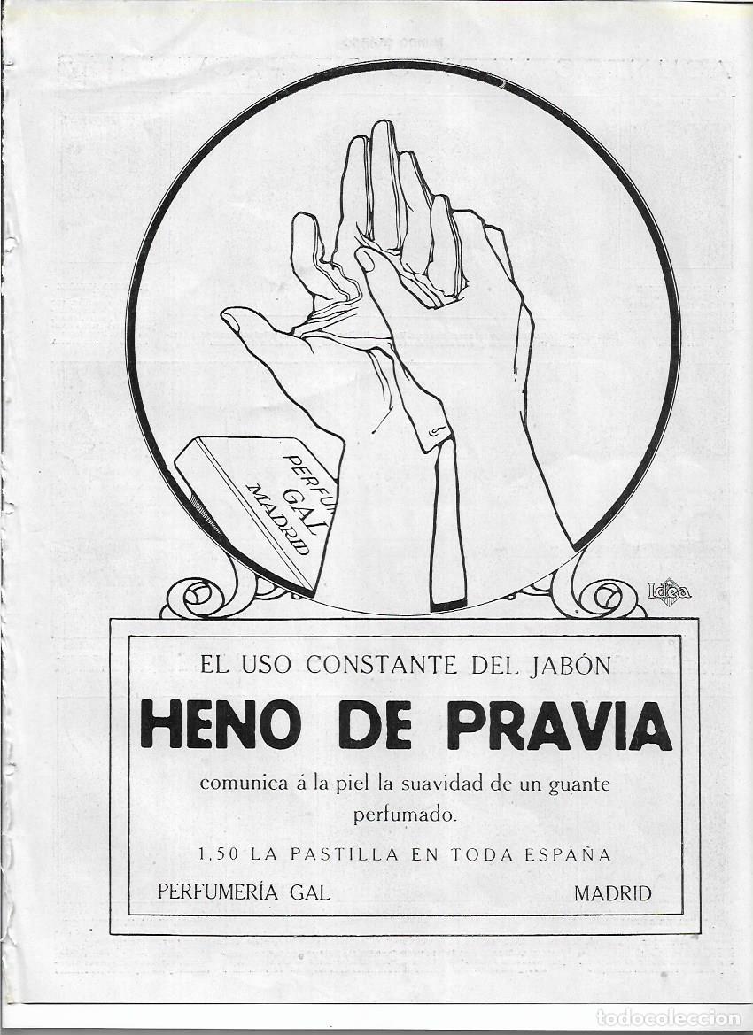 Coleccionismo: A&Ntilde;O 1920 RECORTE PRENSA PUBLICIDAD PASTILLA DE JABON HENO DE PRAVIA PERFUMERIA GAL MADRID