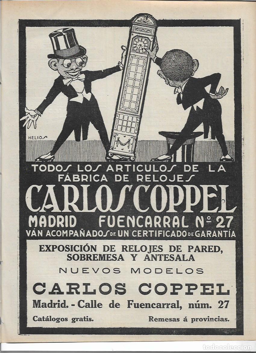 Coleccionismo: A&Ntilde;O 1920 RECORTE PRENSA PUBLICIDAD FABRICA RELOJES CARLOS COPPEL MADIRD RELOJ RELOJERIA