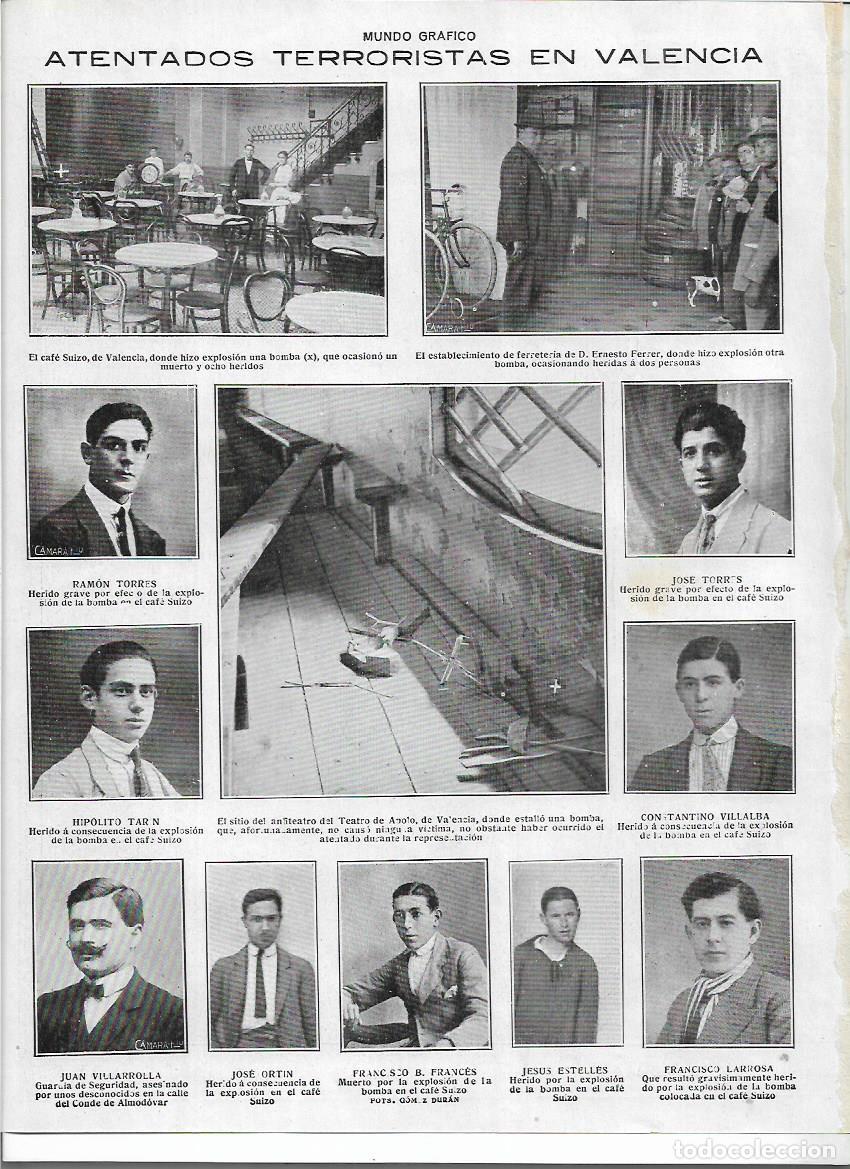 Collezionismo: 1920 RECORTE PRENSA VALENCIA ATENTADOS TERRORISTAS CAFE SUIZO FERRETERIA ERNESTO SOLER TEATRO APOLO