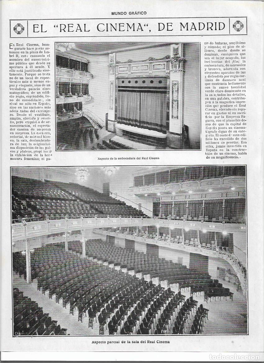 Coleccionismo: A&Ntilde;O 1920 RECORTE PRENSA EL REAL CINEMA DE MADRID RECIEN INAUGURADO CINE