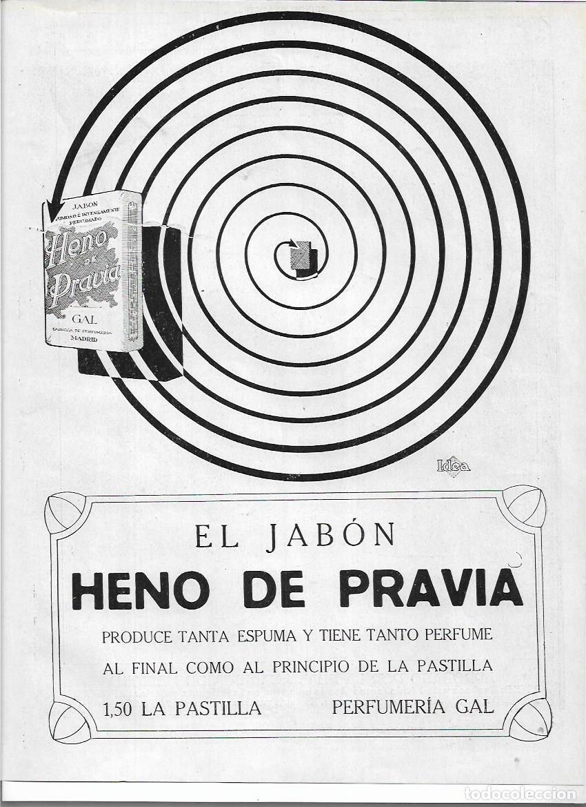 Coleccionismo: A&Ntilde;O 1920 RECORTE PRENSA PUBLICIDAD PASTILLA DE JABON HENO DE PRAVIA PERFUMERIA GAL MADRID