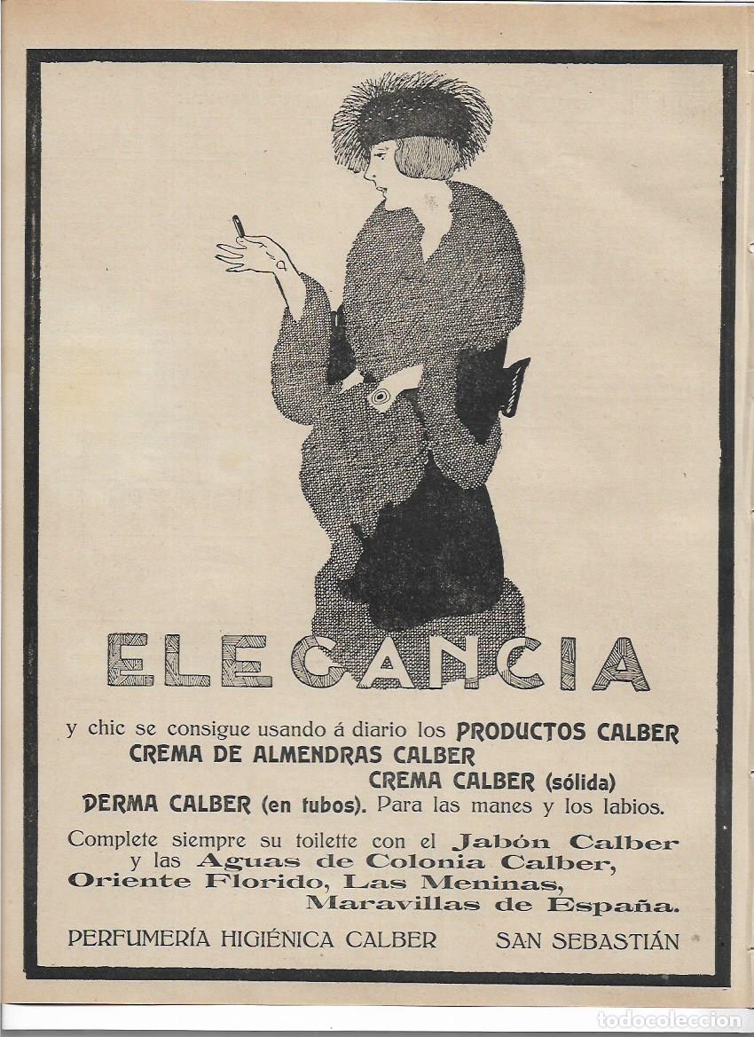 Coleccionismo: A&Ntilde;O 1920 RECORTE PRENSA PUBLICIDAD PRODUCTOS CALBER PERFUMERIA HIGIENICA SAN SEBASTIAN CREMA JABON