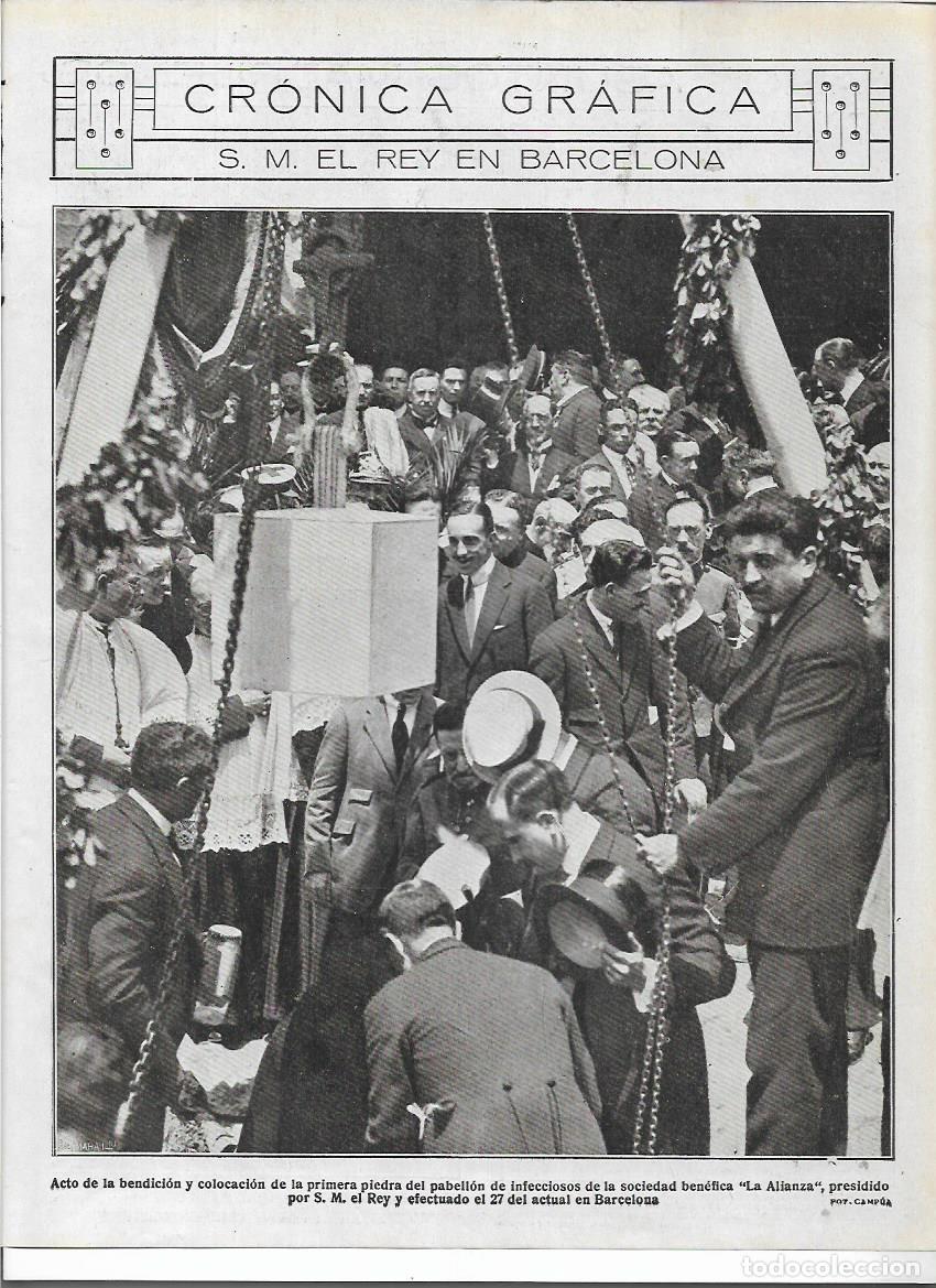 Coleccionismo: A&Ntilde;O 1920 RECORTE PRENSA BARCELONA EL REY BENDICION PRIMERA PIEDRA PABELLON INFECCIOSOS LA ALIANZA