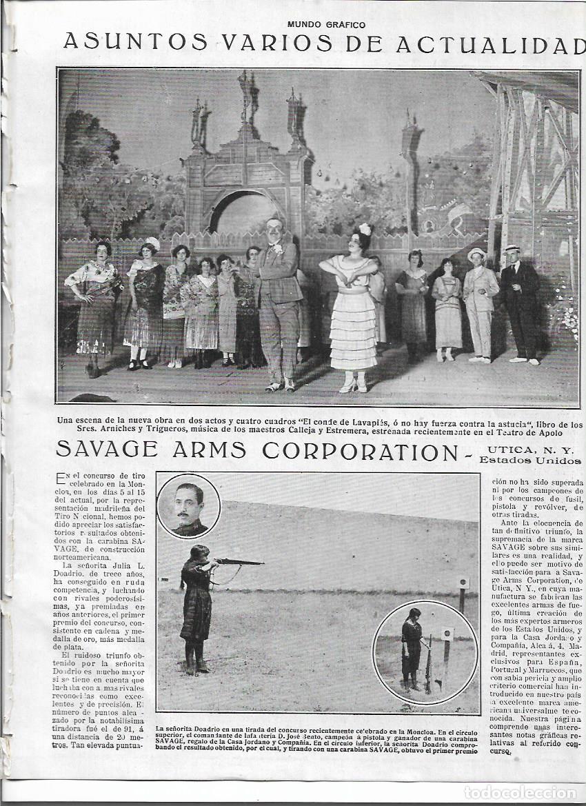 Sammelleidenschaft Papier: A&Ntilde;O 1920 RECORTE PRENSA SAVAGE ARMS CORPORATION UTICA ARMAS SE&Ntilde;ORITA DOADRIO TIRO