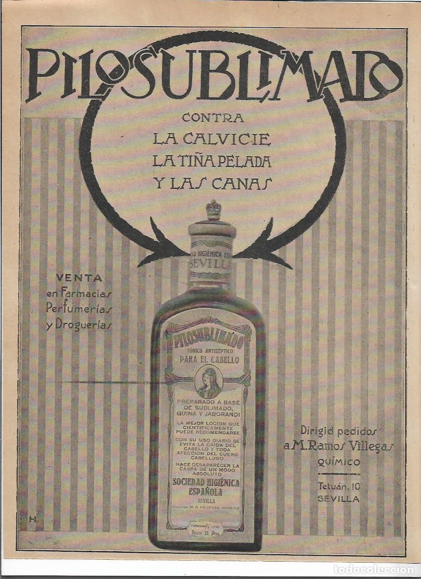 Collecting paper: A&Ntilde;O 1920 RECORTE PRENS PUBLICIDAD PILOSUBLIMADO CUIDADO CABELLO CALVICIE SOCIEDAD HIGIENICA ESPA&Ntilde;OLA