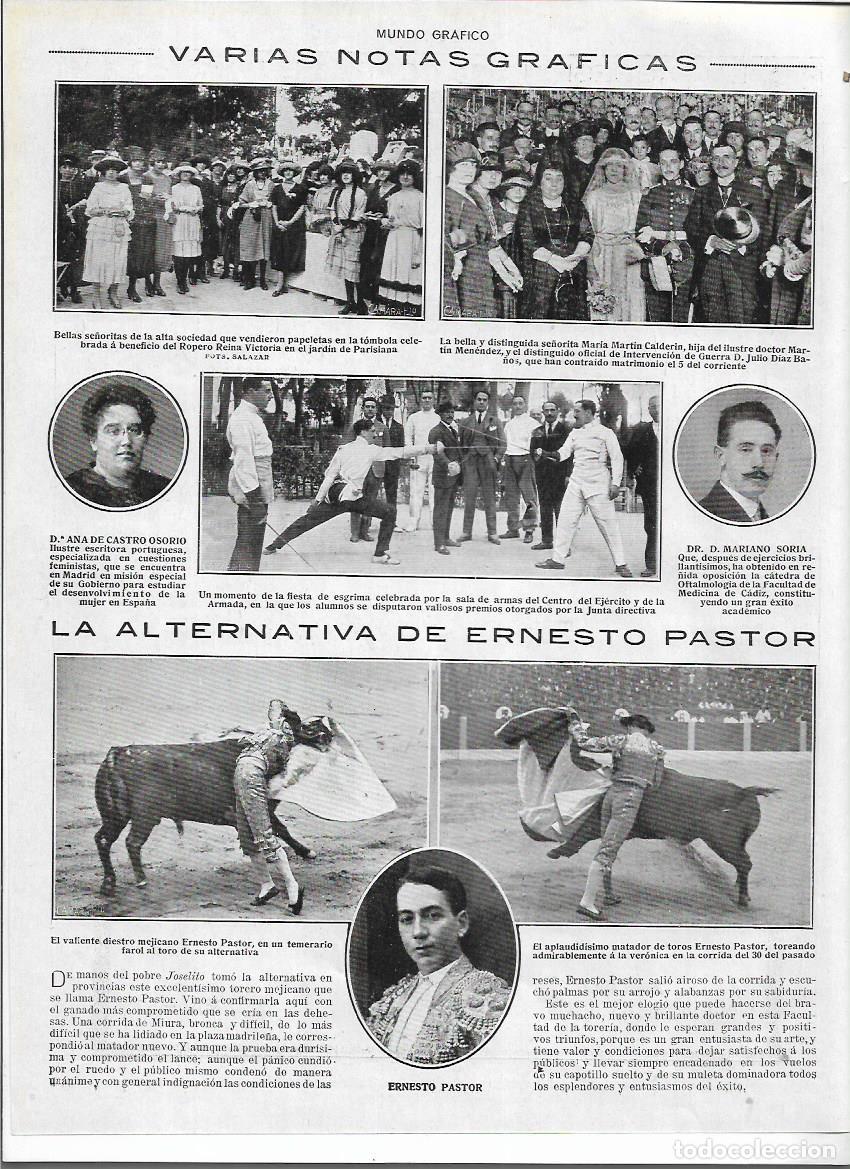 Sammelleidenschaft Papier: A&Ntilde;O 1920 RECORTE PRENSA TOROS TOREO LA ALTERNATIVA TORERO ERNESTO PASTOR VERONICA