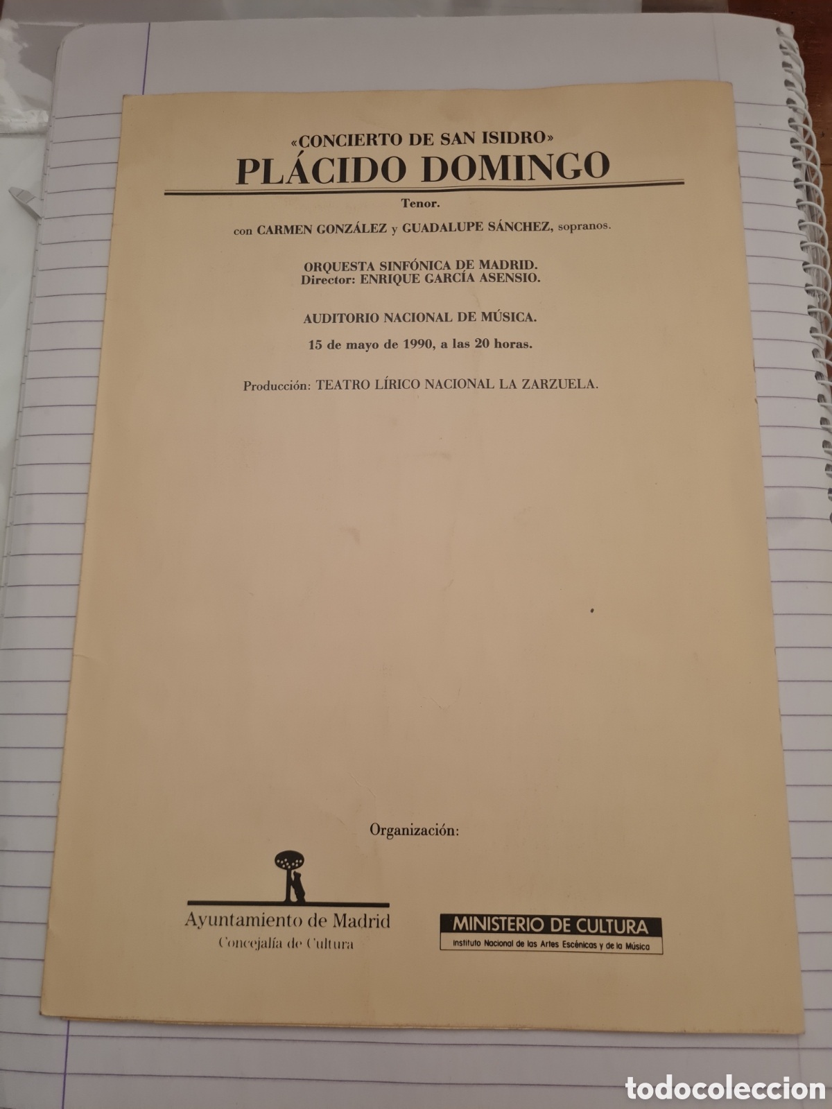 Coleccionismo: CONCIERTO SAN ISIDRO.TEATRO LIRICO NACIONAL .LA ZARZUELA. PLACIDO DOMINGO 1990