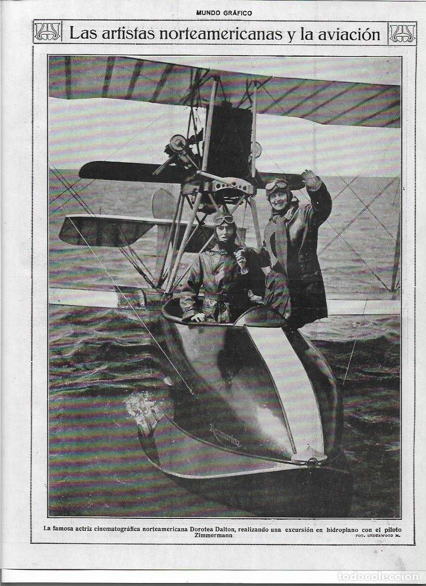 Coleccionismo: A&Ntilde;O 1919 RECORTE PRENSA DOROTEA DALTON ACTRIZ CINE EXCURSION EN EL HIDROPLANO PILOTO ZIMMERMANN
