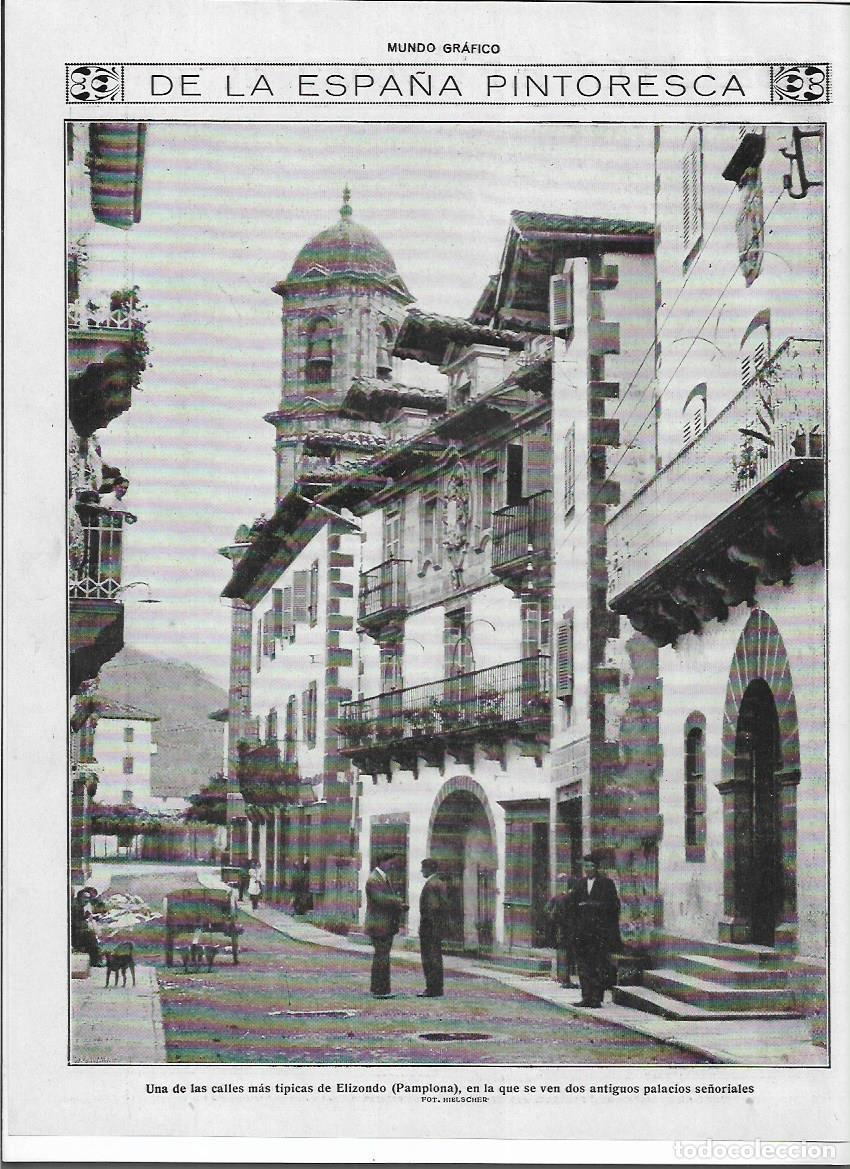 Sammelleidenschaft Papier: A&Ntilde;O 1919 RECORTE PRENSA CALLE TIPICA DE ELIZONDO PAMPLONA DOS ANTIGUOS PALACIOS SE&Ntilde;ORIALES