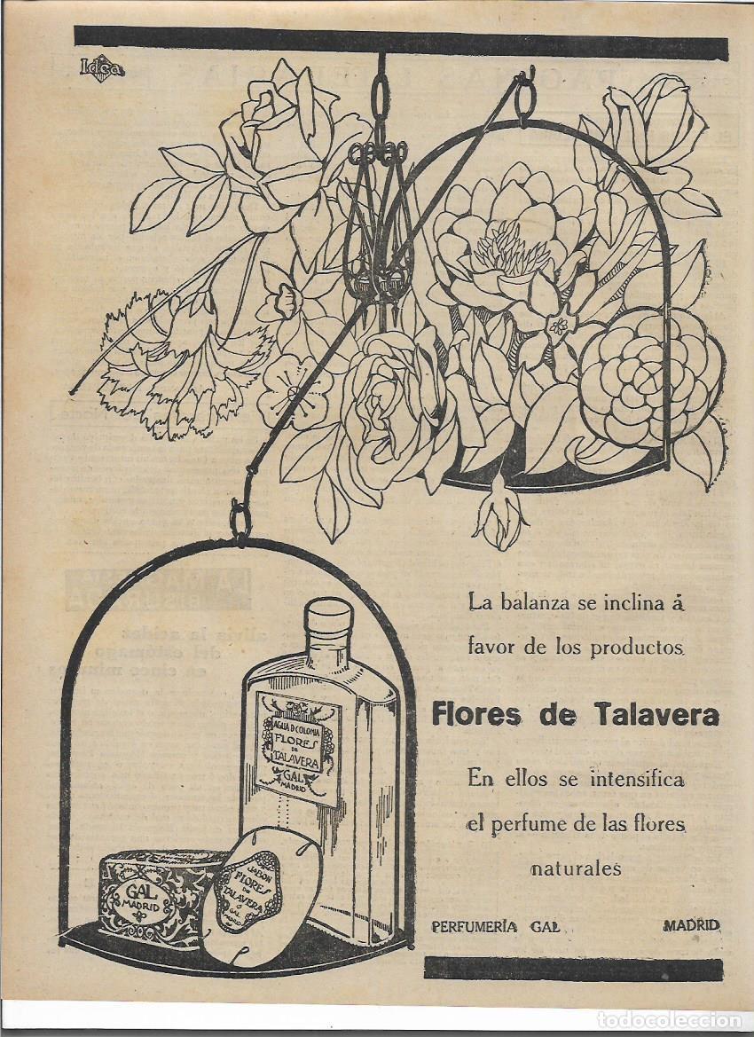 Sammelleidenschaft Papier: A&Ntilde;O 1919 RECORTE PRENSA PUBLICIDAD PERFUME FLORES DE TALAVERA PERFUMERIA GAL MADRID