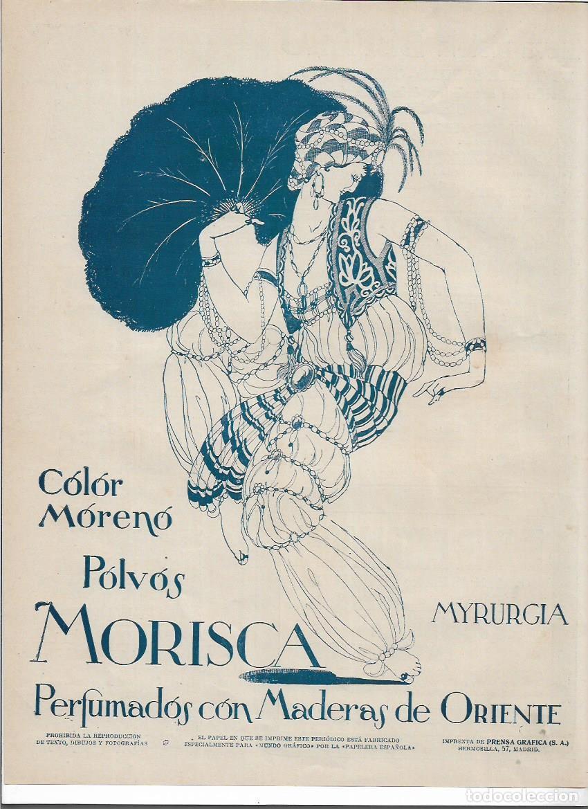Coleccionismo: A&Ntilde;O 1919 RECORTE PRENSA PUBLICIDAD POLVOS MORISCA MADERAS DE ORIENTE MYRURGIA COSMETICA