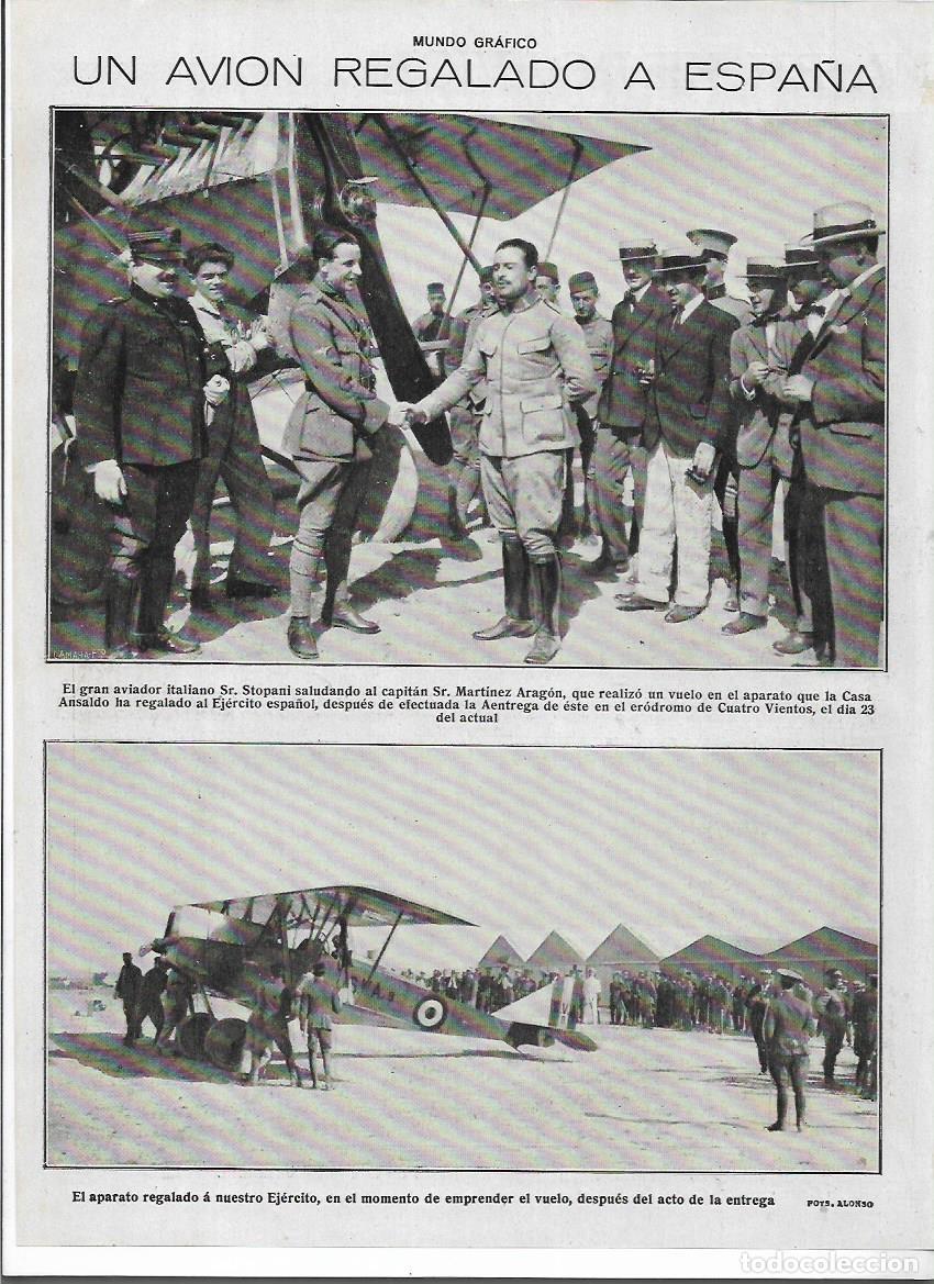 Sammelleidenschaft Papier: A&Ntilde;O 1919 RECORTE PRENSA AVIACION REGALO A ESPA&Ntilde;A AVION CASA ANSALDO AVIADOR ITALIANO STOPANI