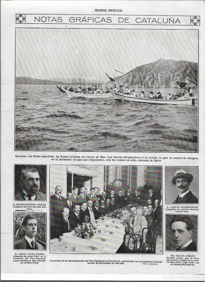 Colecionismo: A&Ntilde;O 1919 RECORTE PRENSA GIRONA LLORET DE MAR FIESTA MARITIMA SANTA CRISTINA BARCAS REMOS EN ALTO