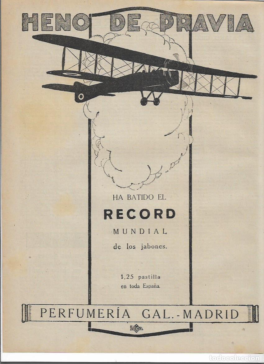 Colecionismo: A&Ntilde;O 1919 RECORTE PRENSA PUBLICIDAD PASTILLA DE JABON HENO DE PRAVIA PERFUMERIA GAL MADRID