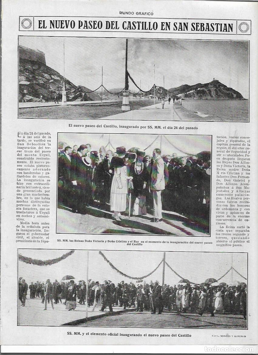 Colecionismo: A&Ntilde;O 1919 RECORTE PRENSA SAN SEBASTIAN INAUGURACION DEL NUEVO PASEO DEL CASTILLO REYES