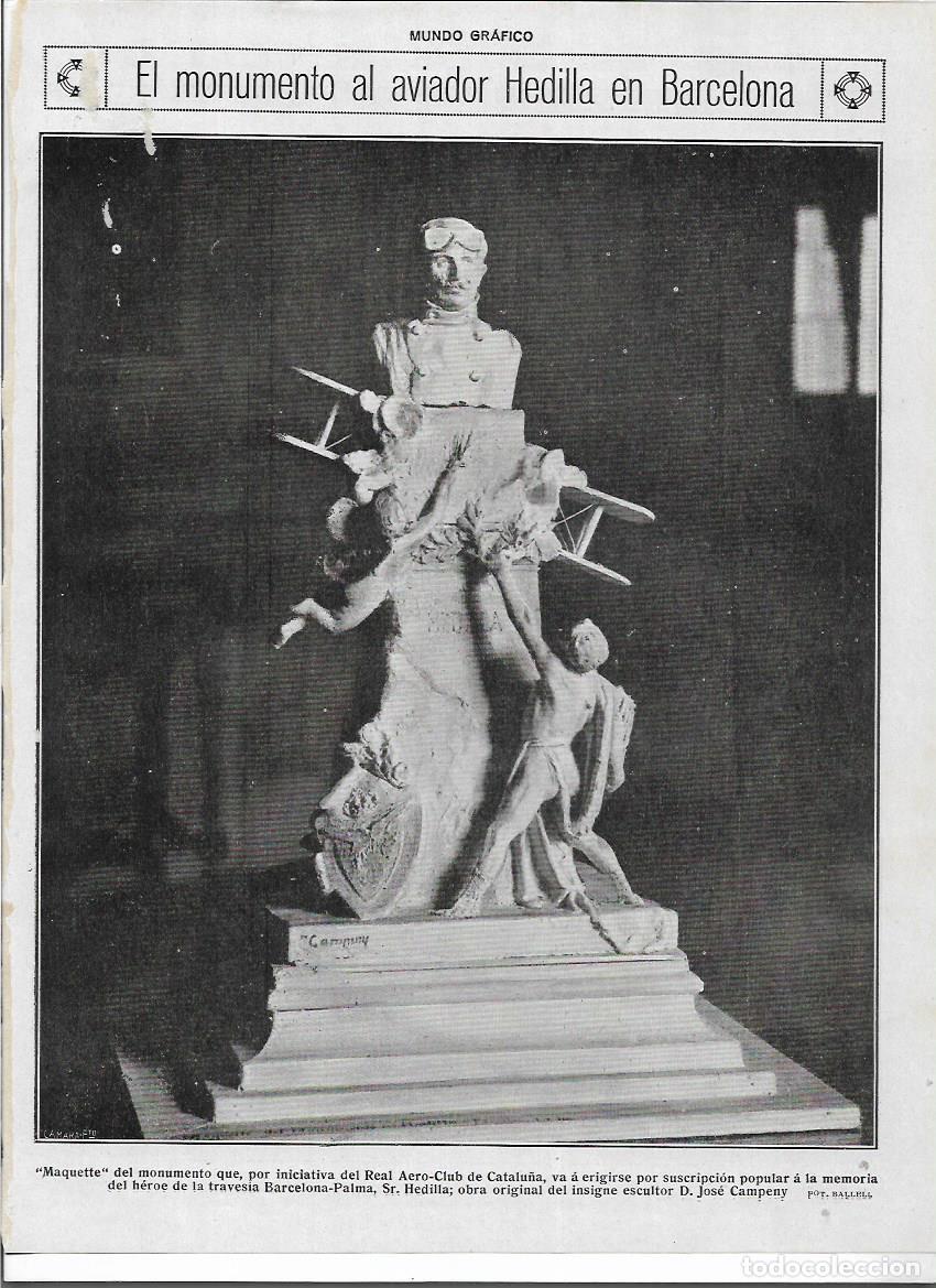Collecting paper: A&Ntilde;O 1919 RECORTE PRENSA BARCELONA MONUMENTO AVIADOR HEDILLA ESCULTURA OBRA JOSE CAMPENY