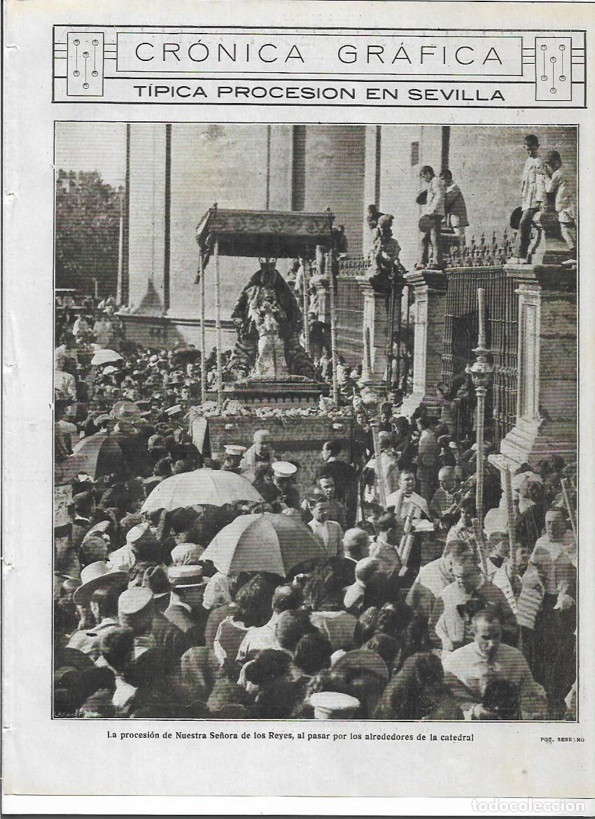 Colecionismo: A&Ntilde;O 1919 RECORTE PRENSA SEVILLA PROCESION VIRGEN NUESTRA SE&Ntilde;ORA DE LOS REYES A SU PASO POR CATEDRAL