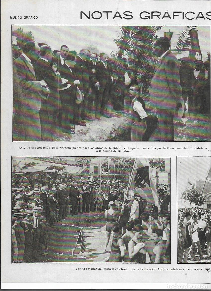 Colecionismo: A&Ntilde;O 1919 RECORTE PRENSA BADALONA COLOCACION PRIMERA PIEDRA OBRAS DE LA BIBLIOTECA POPULAR