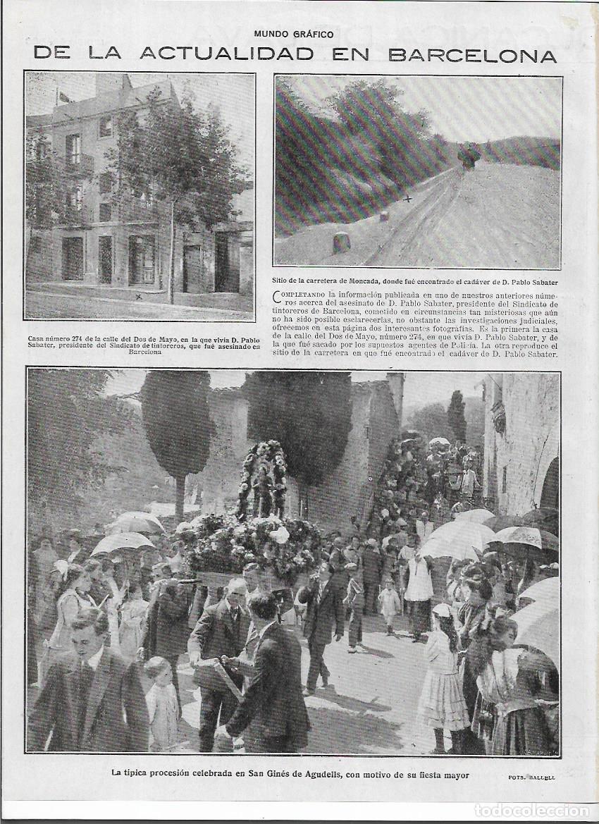 Colecionismo: A&Ntilde;O 1919 RECORTE PRENSA BARCELONA SAN GINES DE AGUDELLS SANT GENIS PROCESION FIESTA MAYOR