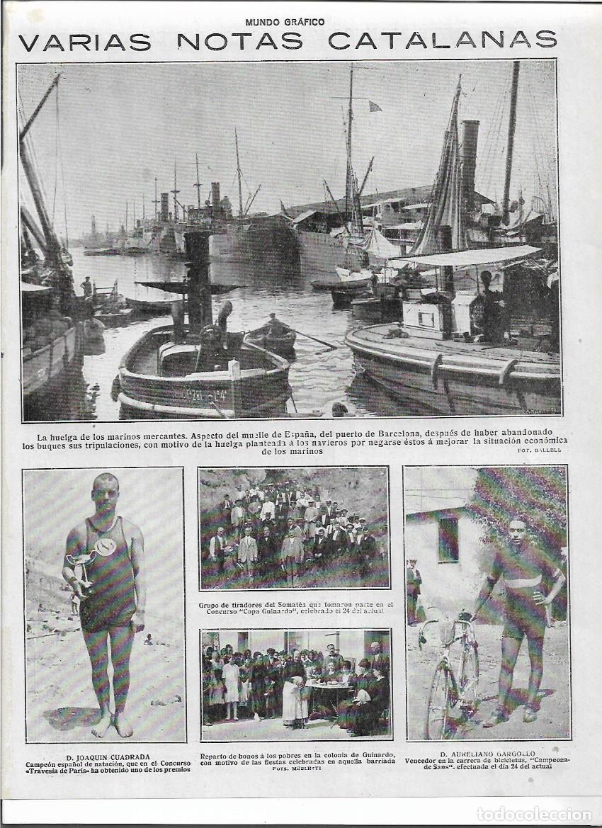 Colecionismo: A&Ntilde;O 1919 RECORTE PRENSA BARCELONA GUINARDO COPA TIRO DEL SOMATEN REPARTO BONOS A LOS POBRES
