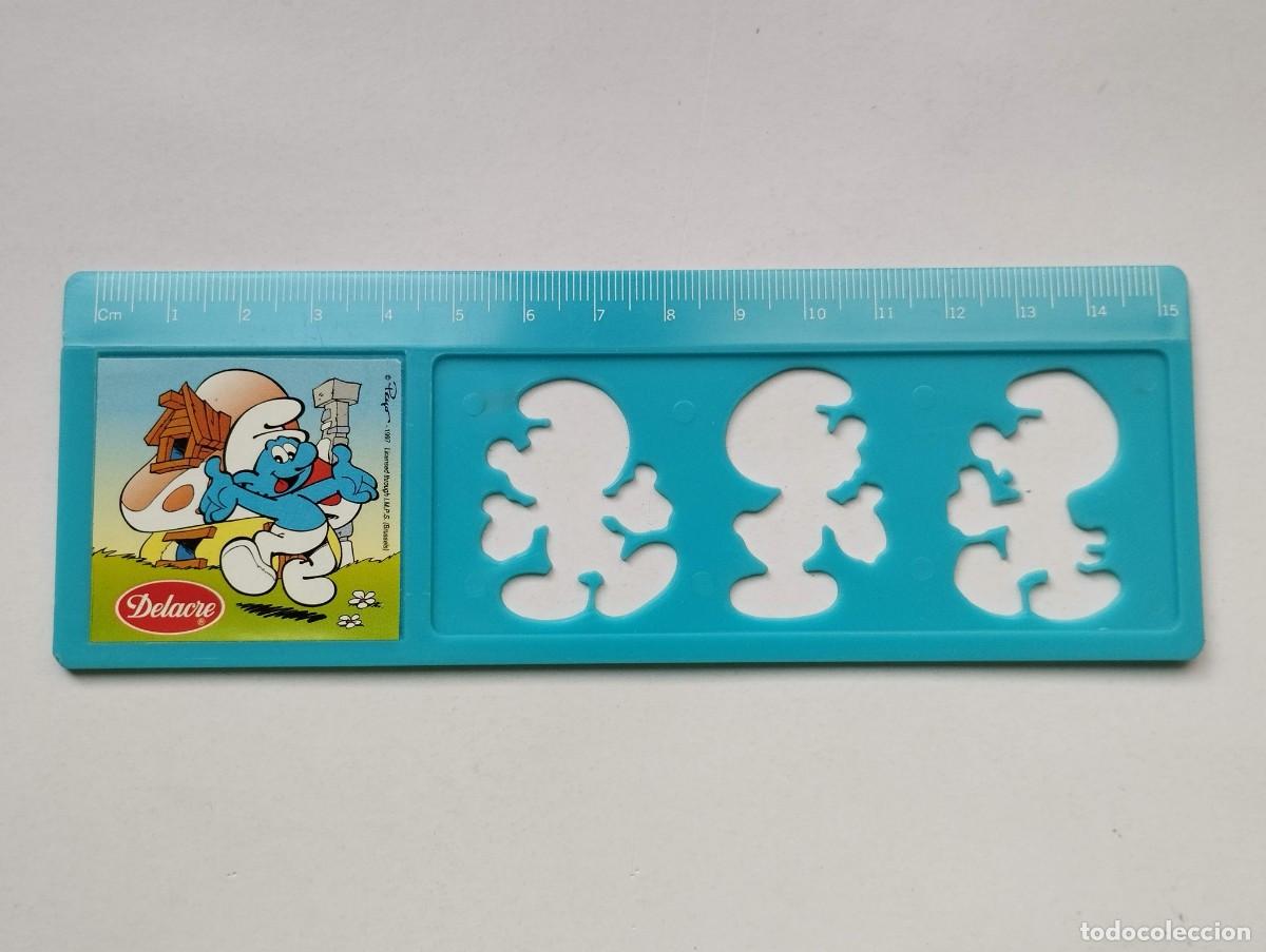 Coleccionismo: REGLA PROMOCION A&Ntilde;O 1997 LOS PITUFOS GALLETAS DELACRE - AZUL