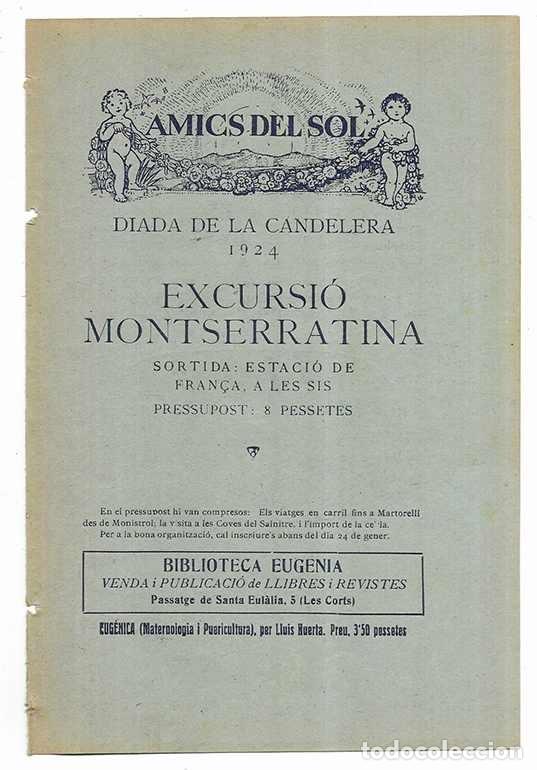 Coleccionismo: Amics del Sol. Diada de la Candelera 1924, Excursi&oacute; Montserratina