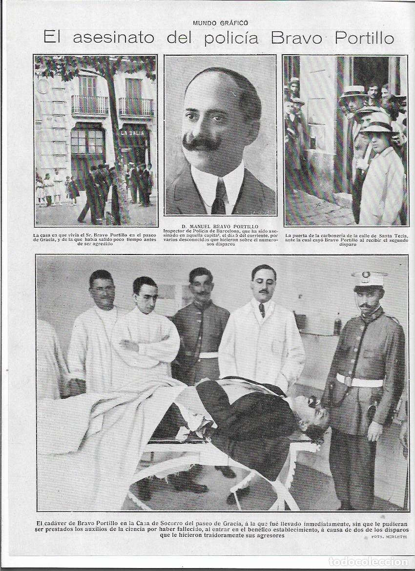 Sammelleidenschaft Papier: A&Ntilde;O 1919 RECORTE PRENSA ASESINATO DEL POLICIA BRAVO PORTILLO BARCELONA PASSEIG DE GRACIA