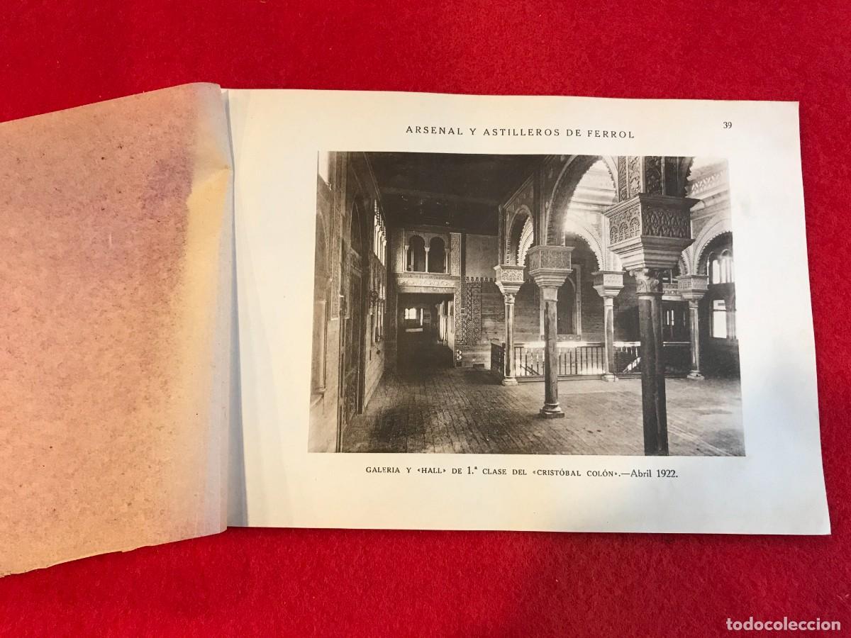 Coleccionismo: L&Aacute;MINA. ARSENAL DE FERROL. 25 X 18. GALER&Iacute;A Y HALL DE 1&ordf; CLASE DEL CRIST&Oacute;BAL COL&Oacute;N. 1922