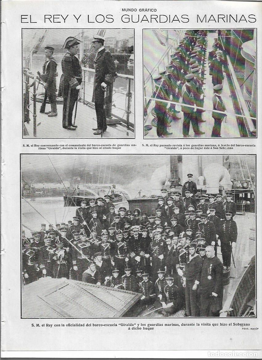 Collezionismo: A&Ntilde;O 1919 RECORTE PRENSA MARINA MARINEROS EL REY VISITA BARCO ESCUELA GIRALDA GUARDIAS MARINAS